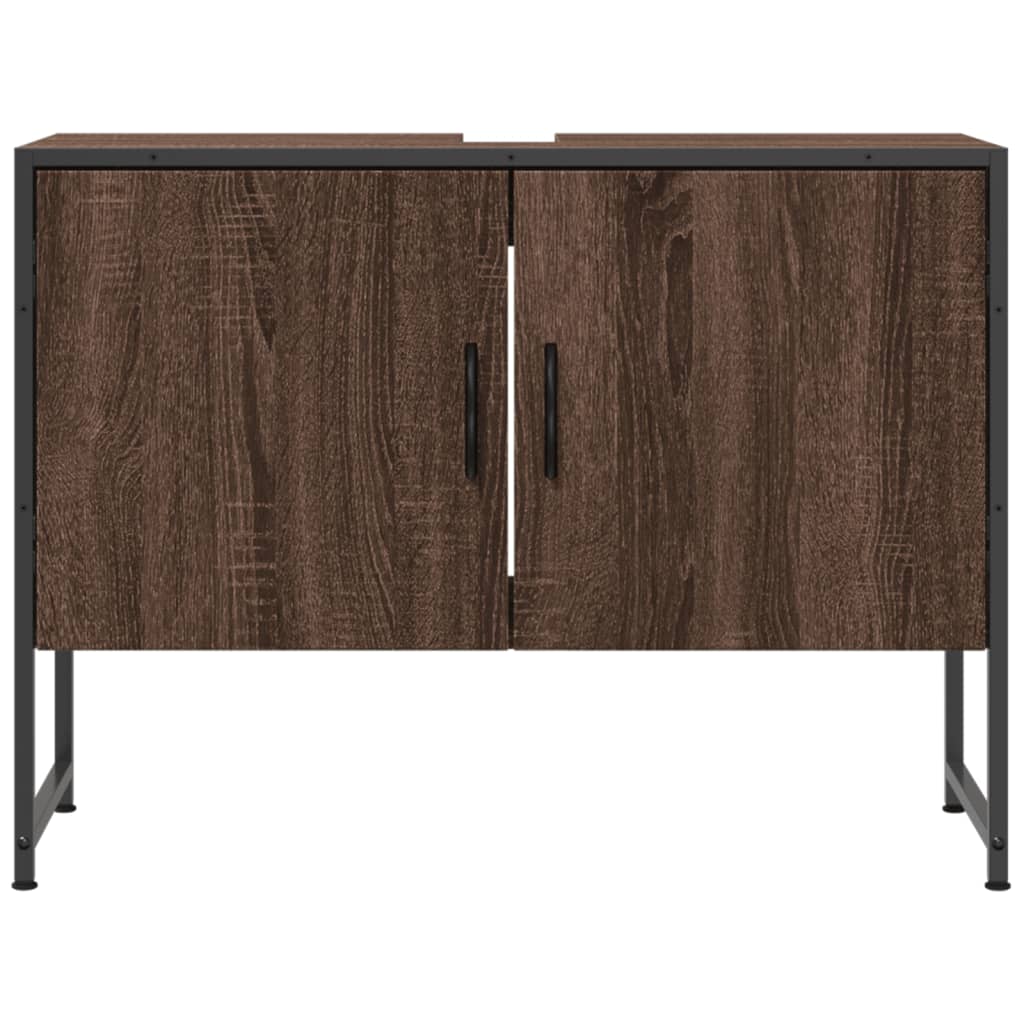 Armoire lavabo de salle de bain chêne marron bois d'ingénierie