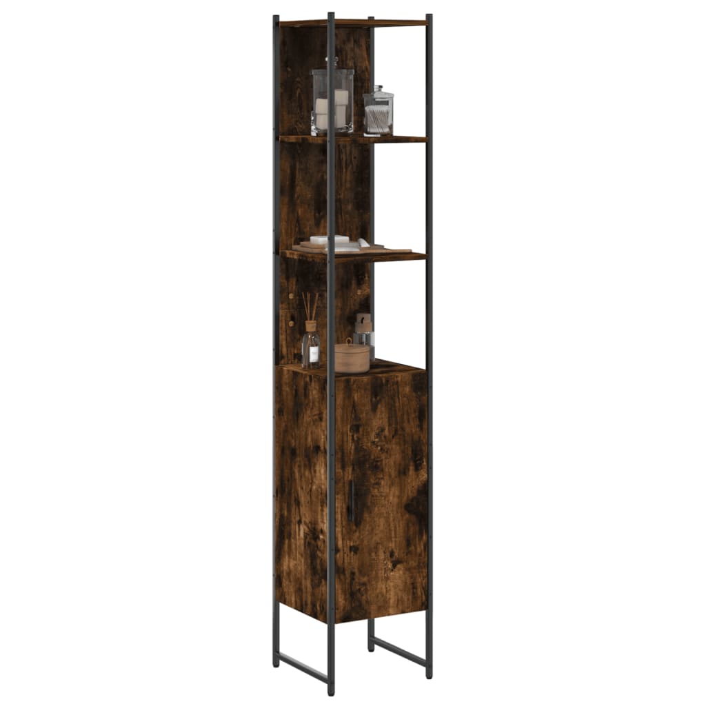 Armoire de bain chêne fumé 33x33x185,5 cm bois d'ingénierie