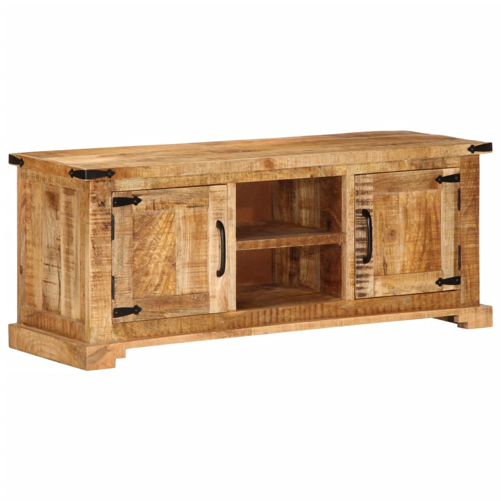 Meuble TV 110x35x45 cm bois massif de manguier brut