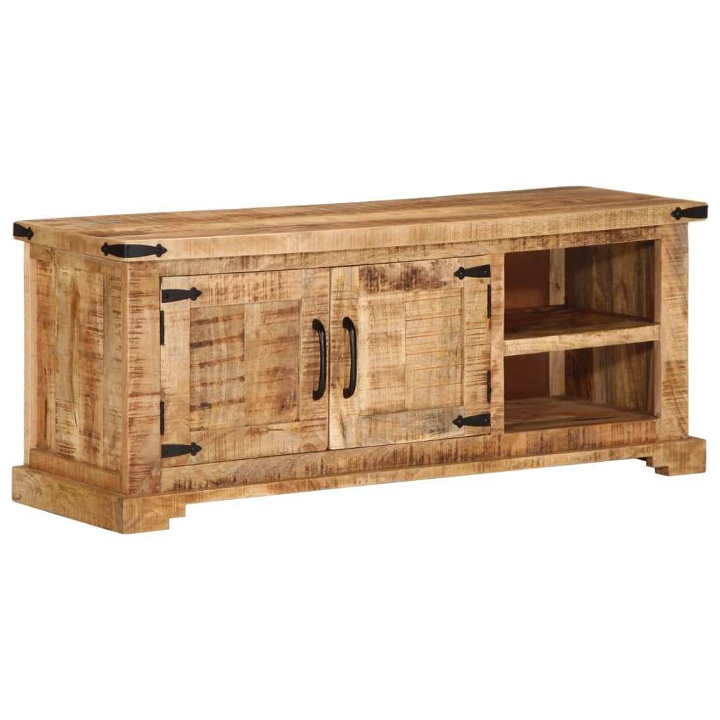 TV-Schrank 110x35x45 cm, massives rohes Mangoholz