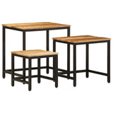 Tables d'appoint gigognes 3 pcs bois de manguier massif brut