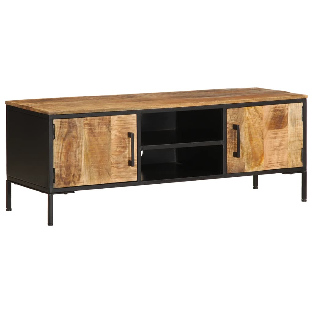 Meuble TV 110x35x40 cm bois massif de manguier brut