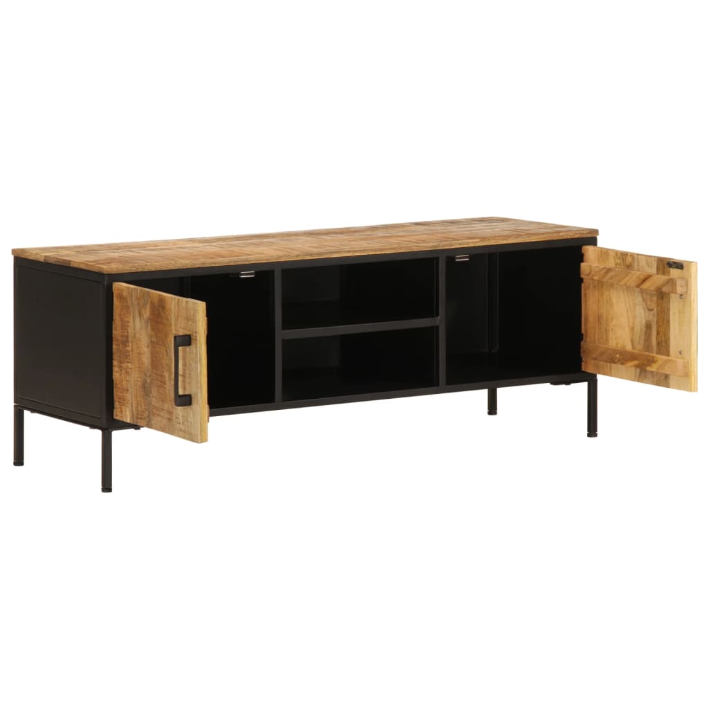 Meuble TV 110x35x40 cm bois massif de manguier brut