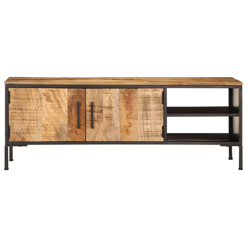 Meuble TV 110x35x40 cm bois massif de manguier brut