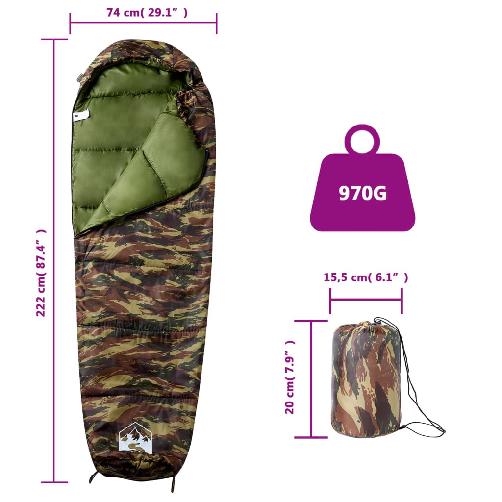 Mumienschlafsack für Erwachsene, Camping, 3 Jahreszeiten