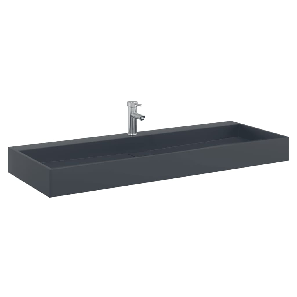 Vasque 120x46x11 cm fonte minérale/marbre anthracite