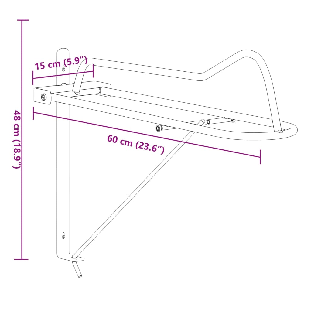 Porte-selle pliable mural noir fer