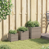 Jardinières d'extérieur 3 pcs gris résine tressée