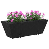 Jardinières avec crochets 2 pcs noir résine tressée