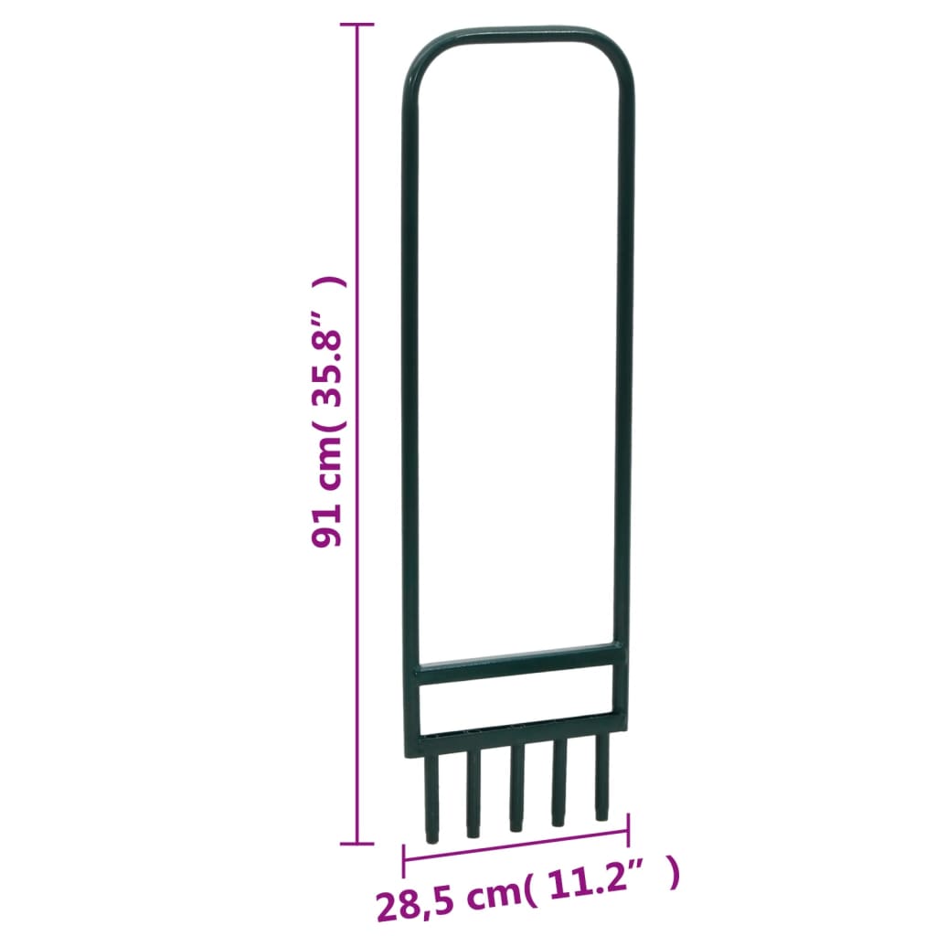 Aérateur de pelouse 5 dents creuses vert acier enduit de poudre