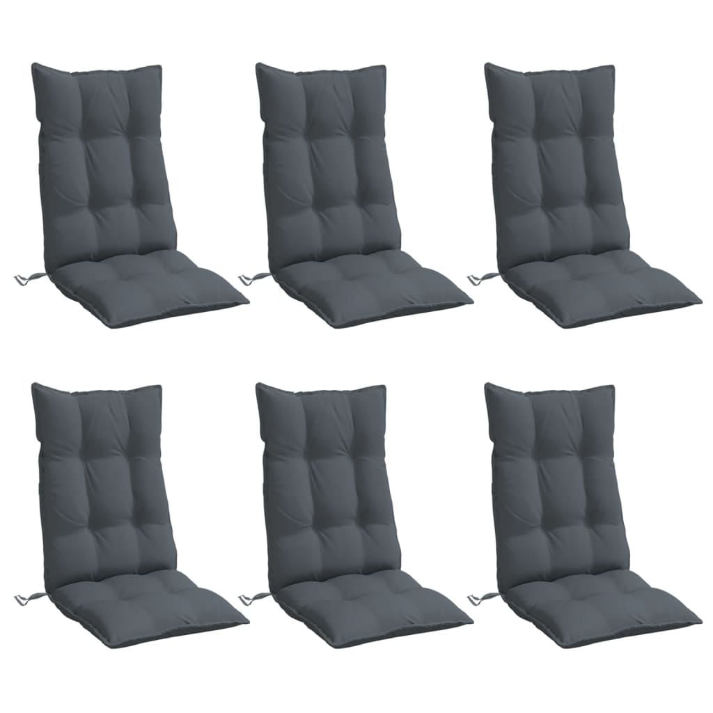 Coussins de chaise à dossier haut lot de 6 anthracite