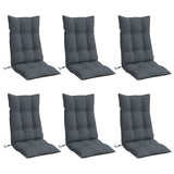 High Back Chair Cushions Set of 6 Charcoal