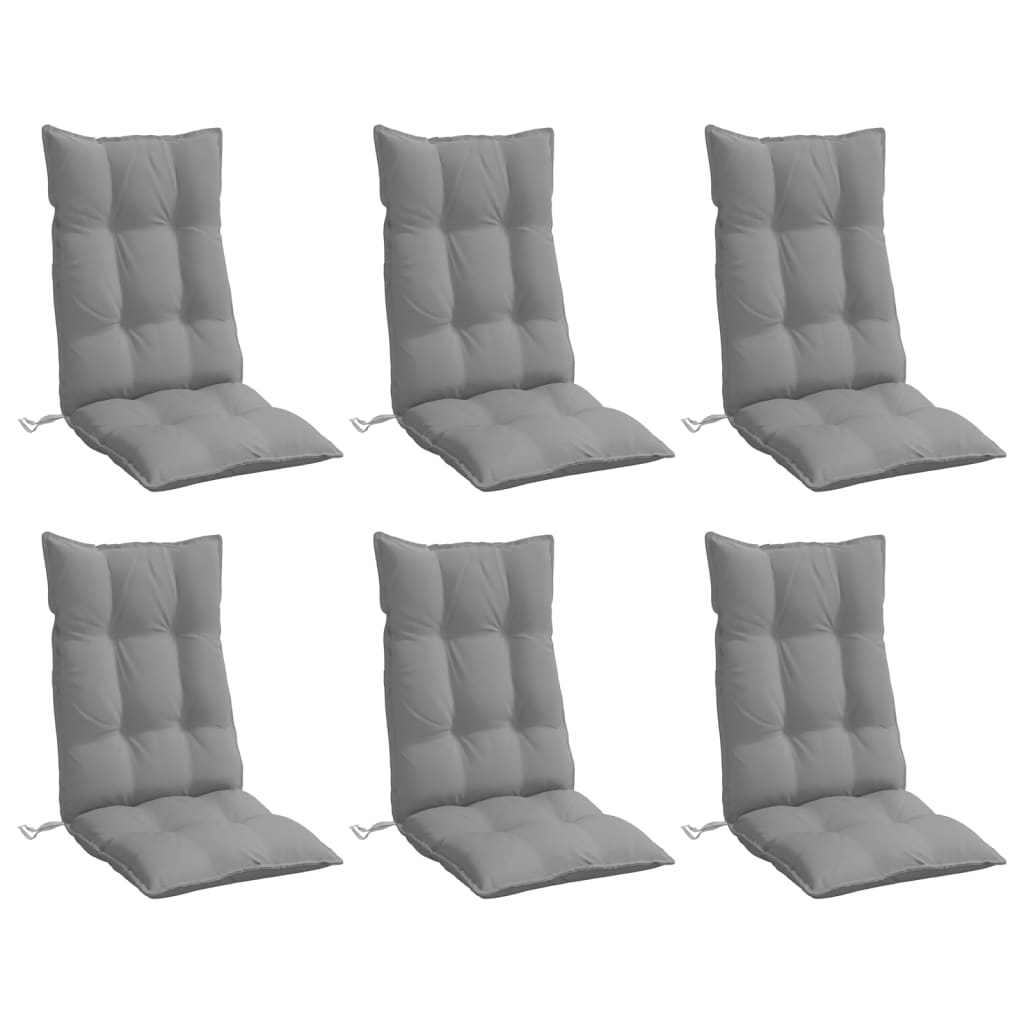 Coussins de chaise à dossier haut lot de 6 gris tissu oxford