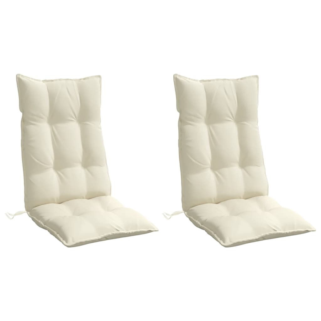 Coussins de chaise à dossier haut lot de 2 crème tissu oxford