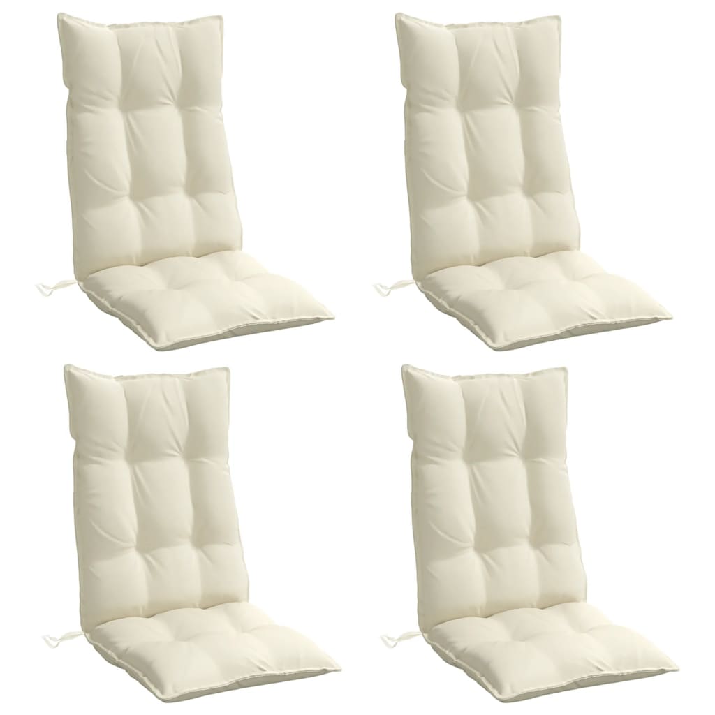 Coussins de chaise à dossier haut lot de 4 crème tissu oxford