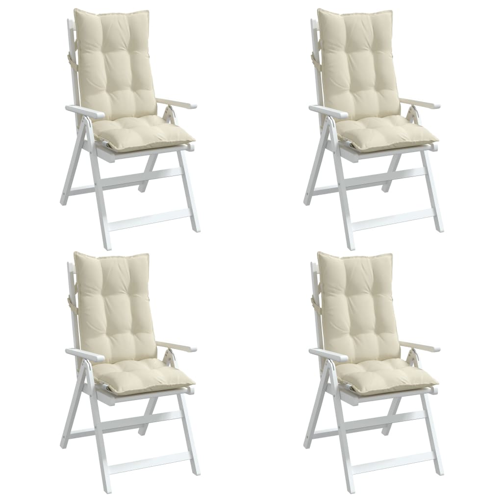 Coussins de chaise à dossier haut lot de 4 crème tissu oxford