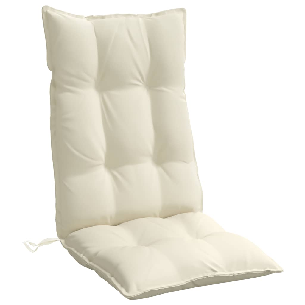 Coussins de chaise à dossier haut lot de 4 crème tissu oxford