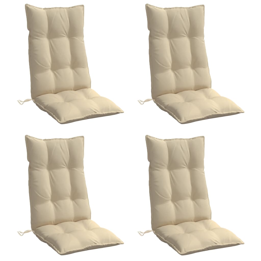 Coussins de chaise à dossier haut lot de 4 beige tissu oxford