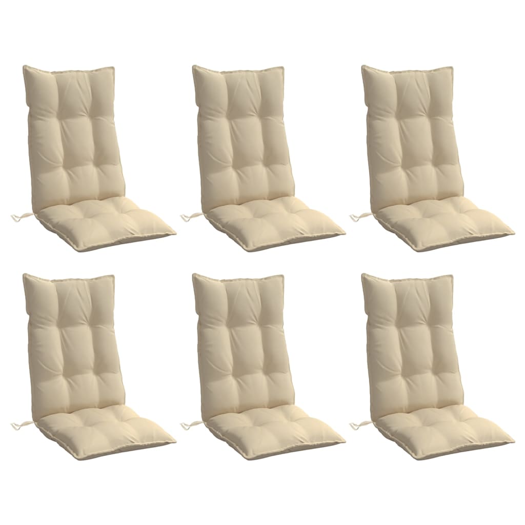 Coussins de chaise à dossier haut lot de 6 beige tissu oxford