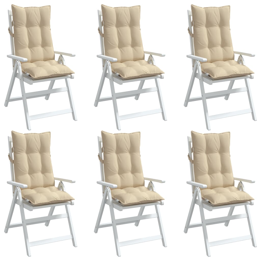 Coussins de chaise à dossier haut lot de 6 beige tissu oxford