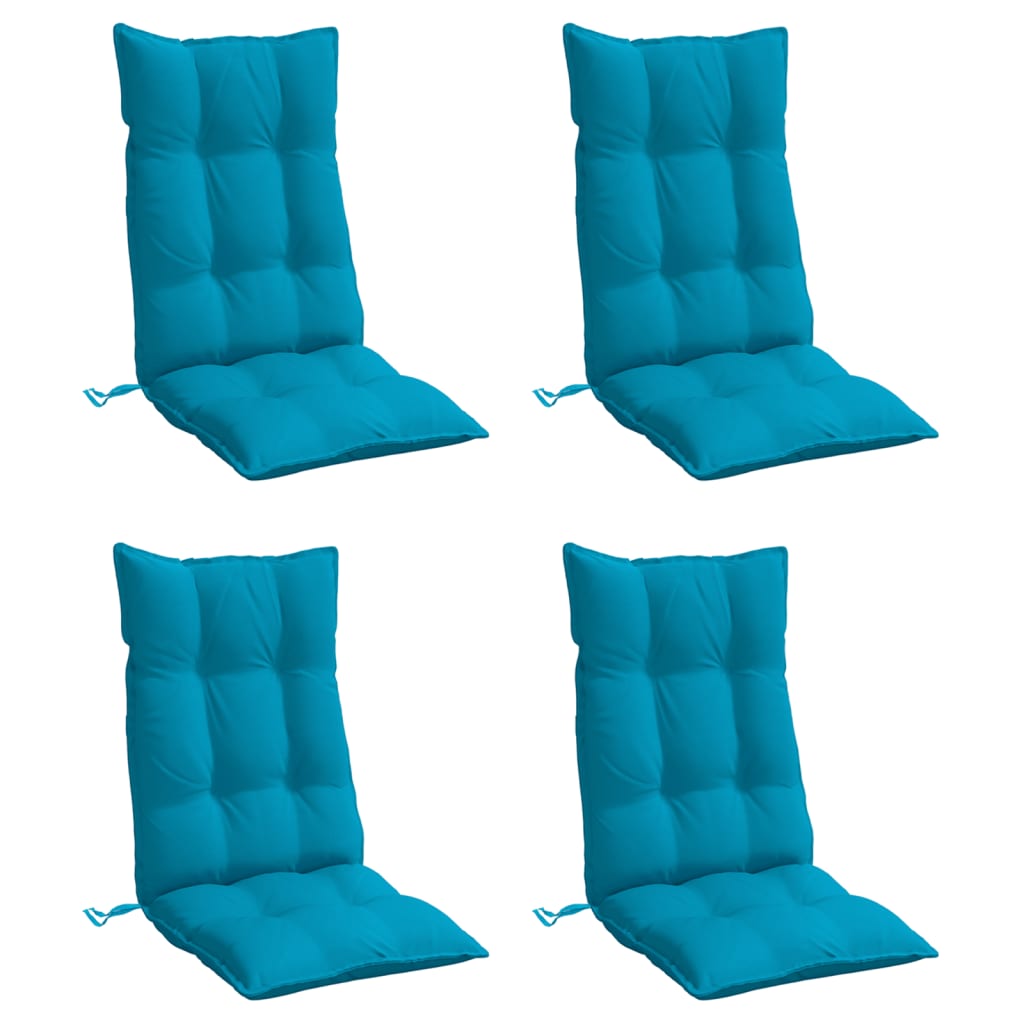 High Back Chair Cushions Set of 4 Light Blue