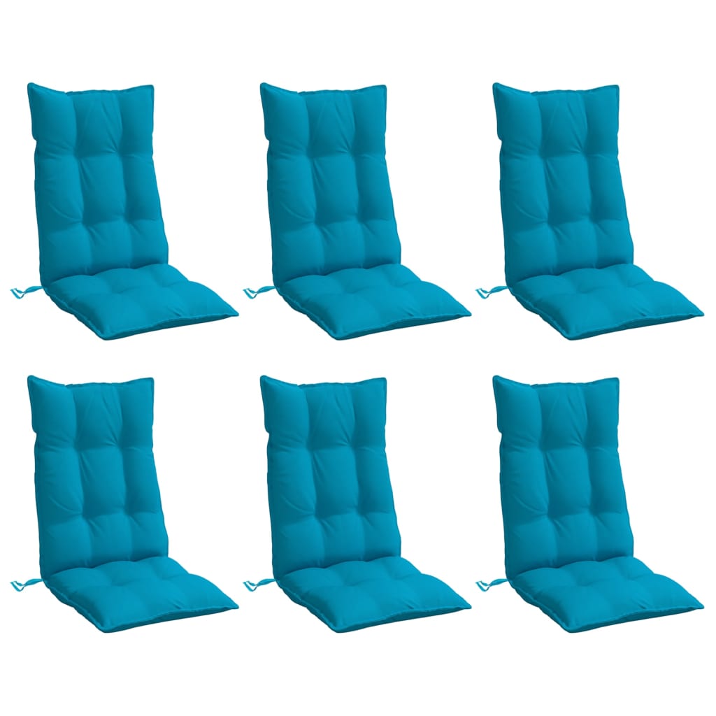 Coussins de chaise à dossier haut lot de 6 bleu clair