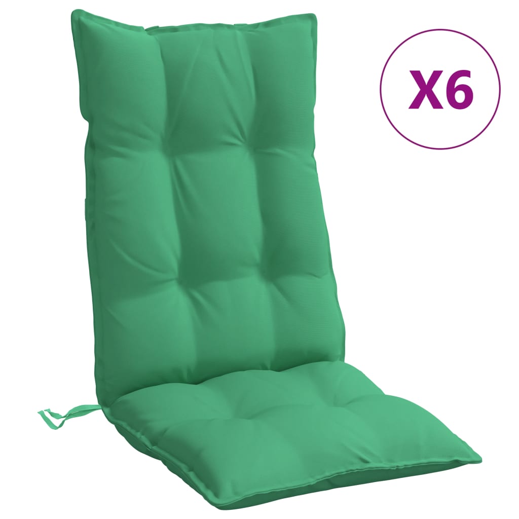 Coussins de chaise à dossier haut lot de 6 vert tissu oxford