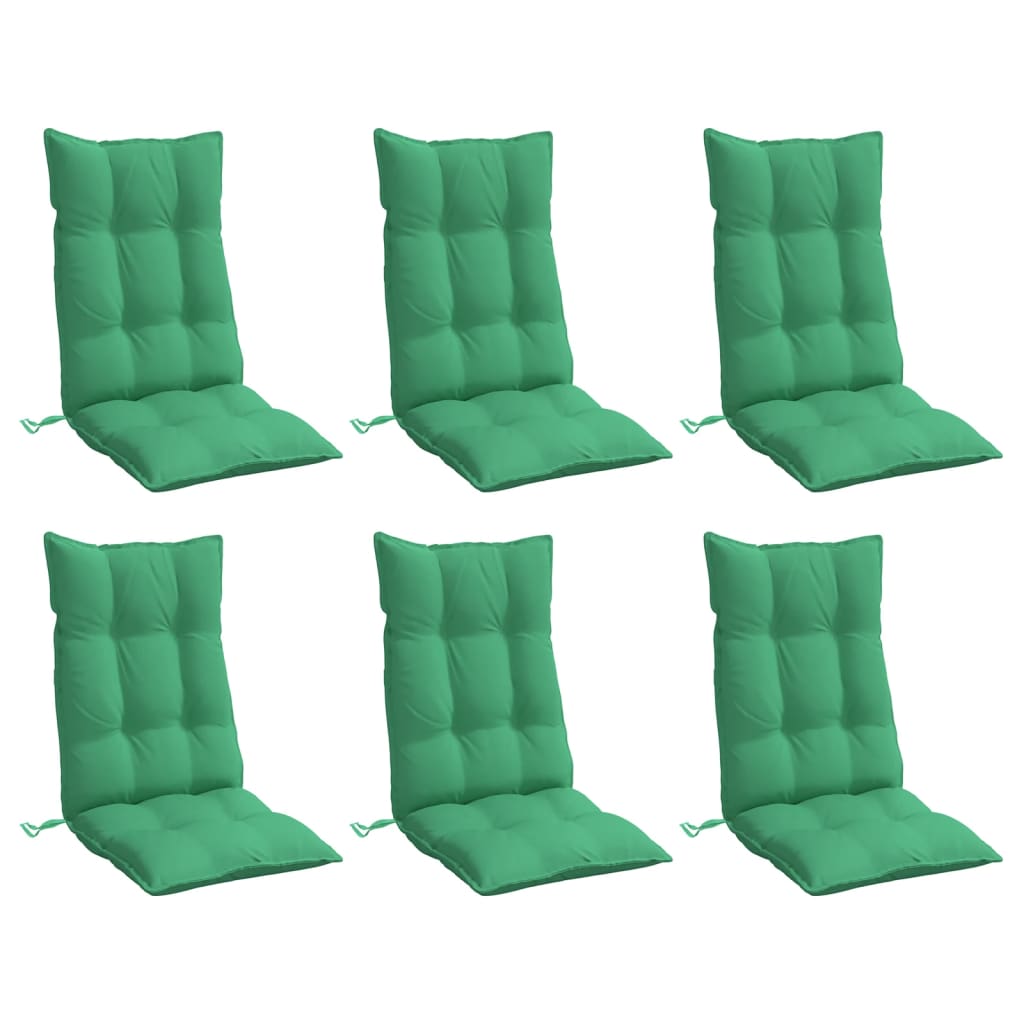 Coussins de chaise à dossier haut lot de 6 vert tissu oxford