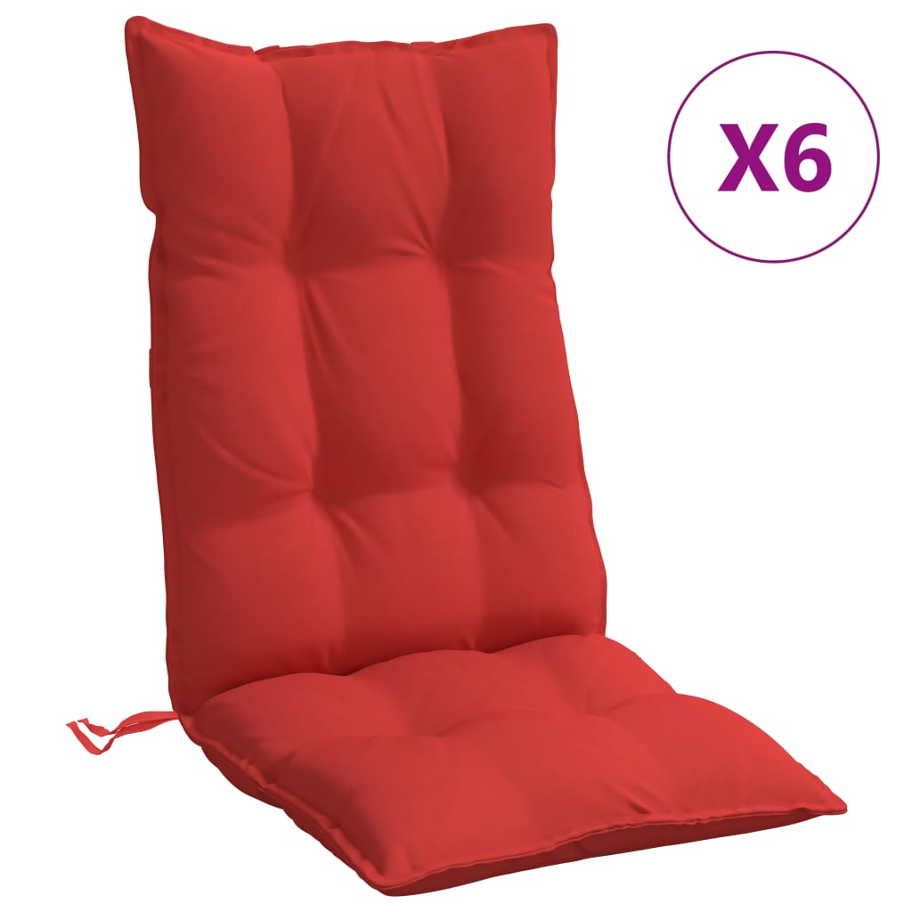 Coussins de chaise à dossier haut lot de 6 rouge tissu oxford