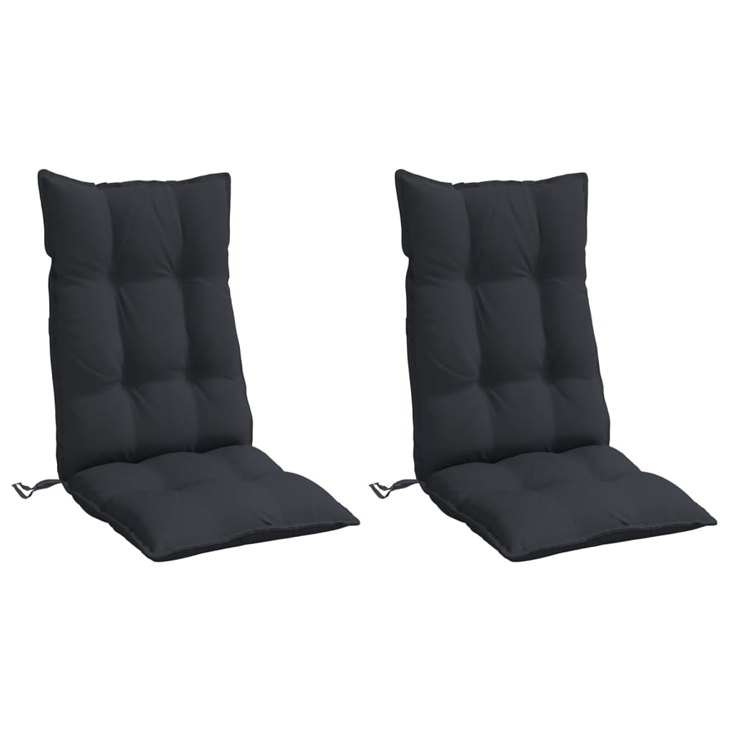 High Back Chair Cushions Set of 2 Black Oxford Fabric