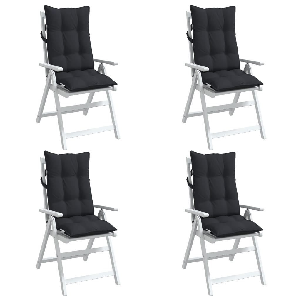 Coussins de chaise à dossier haut lot de 4 noir tissu oxford