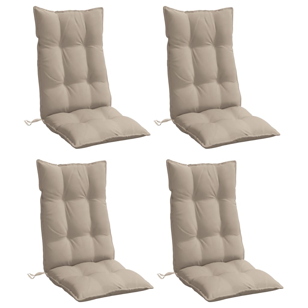 Coussins de chaise à dossier haut lot de 4 taupe tissu oxford