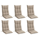 Coussins de chaise à dossier haut lot de 6 taupe tissu oxford