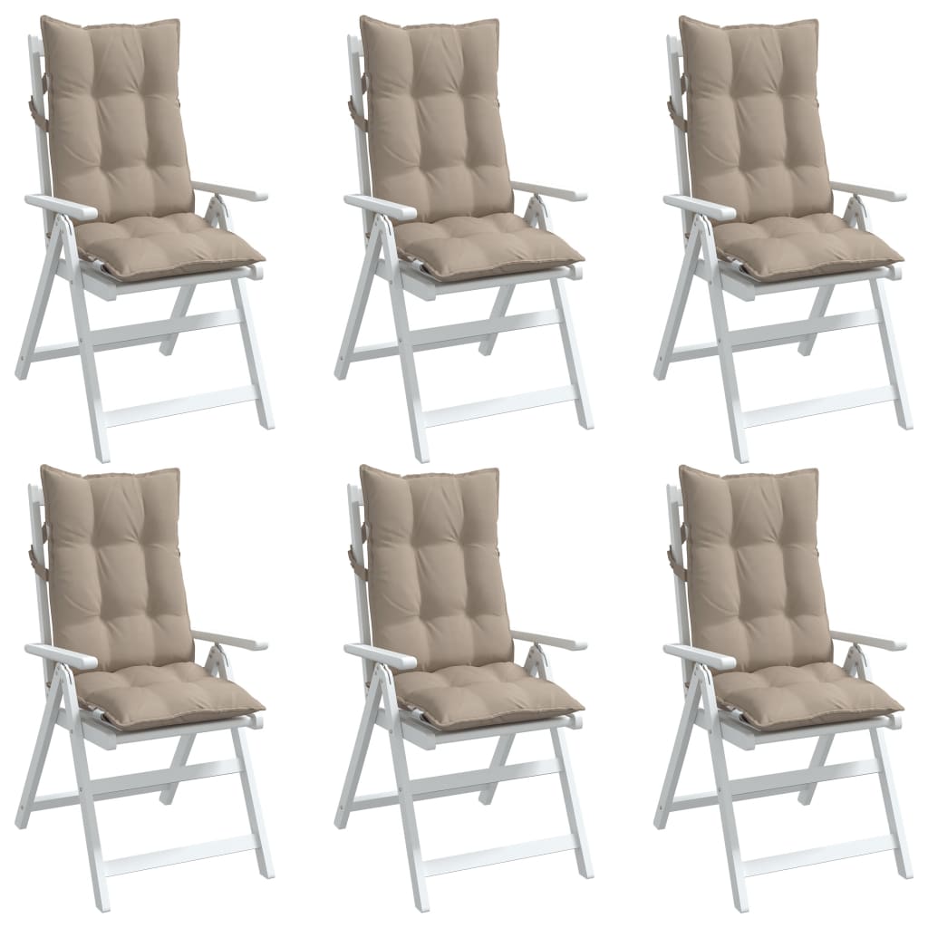 Coussins de chaise à dossier haut lot de 6 taupe tissu oxford