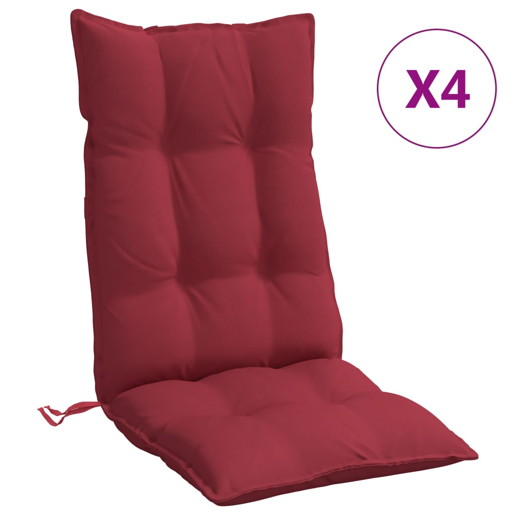 Coussins de chaise à dossier haut lot de 4 rouge bordeaux