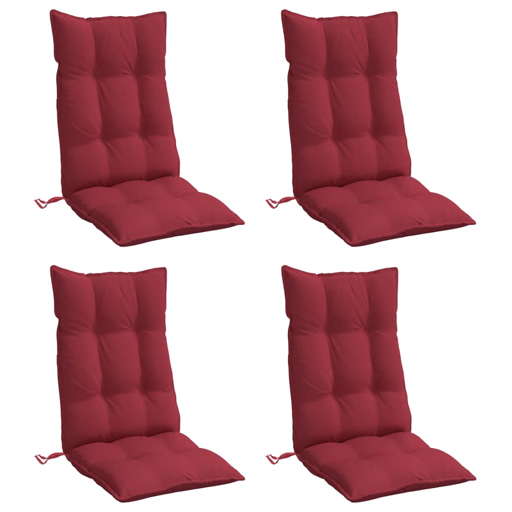 Coussins de chaise à dossier haut lot de 4 rouge bordeaux