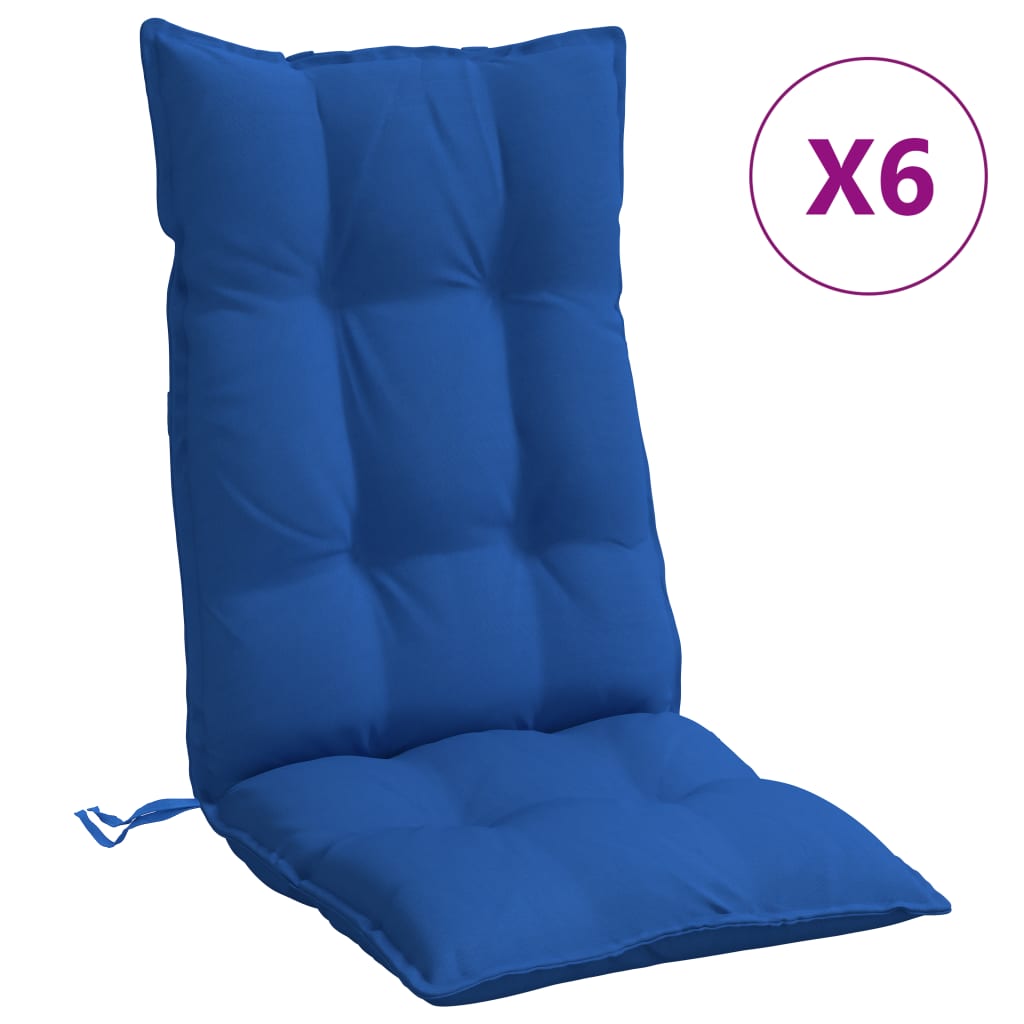 Coussins de chaise à dossier haut lot de 6 bleu royal