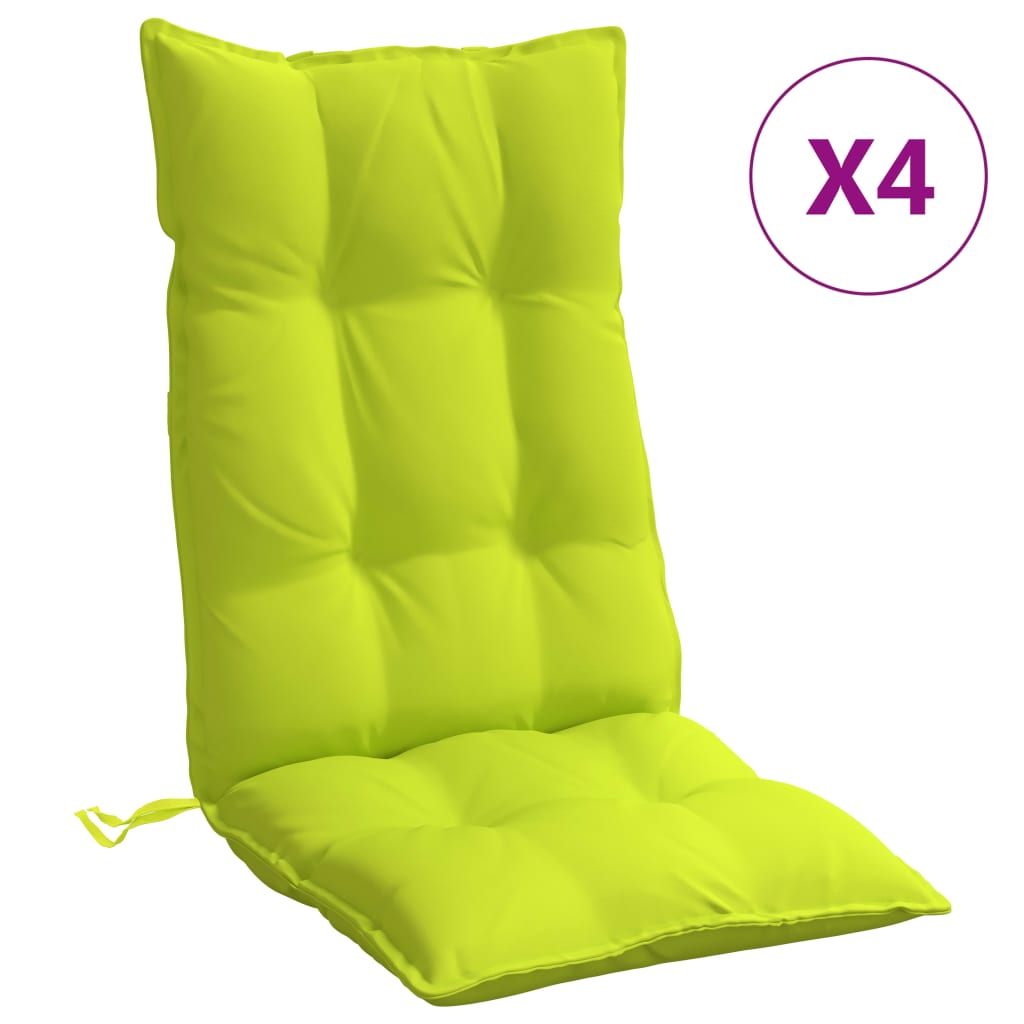 Coussins de chaise à dossier haut lot de 4 vert vif