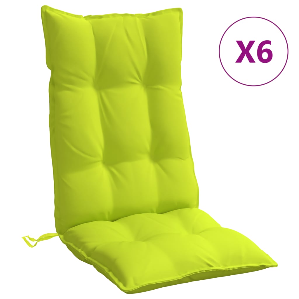 Coussins de chaise à dossier haut lot de 6 vert vif