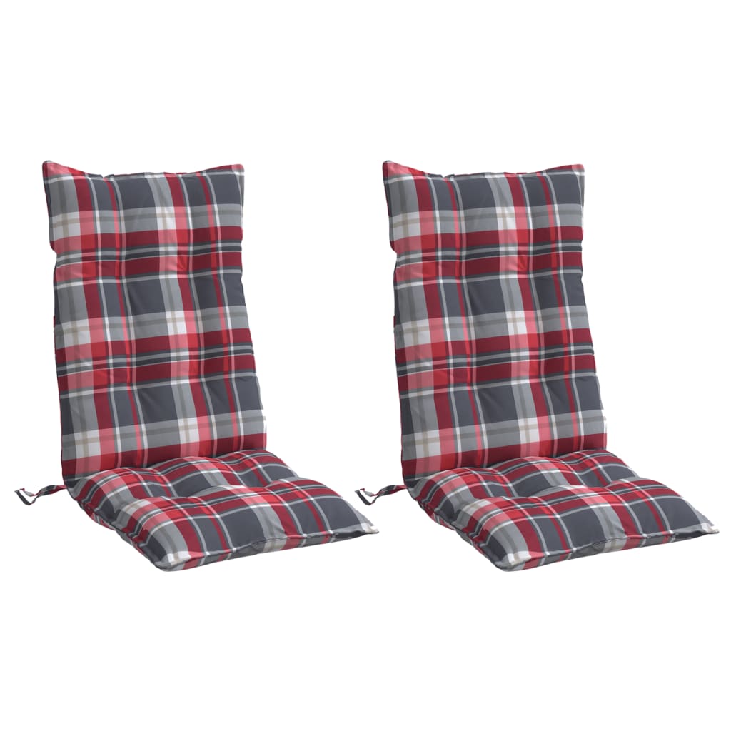 Coussins de chaise à dossier haut lot de 2 motif carreaux rouge