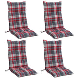 Coussins de chaise à dossier haut lot de 4 motif carreaux rouge