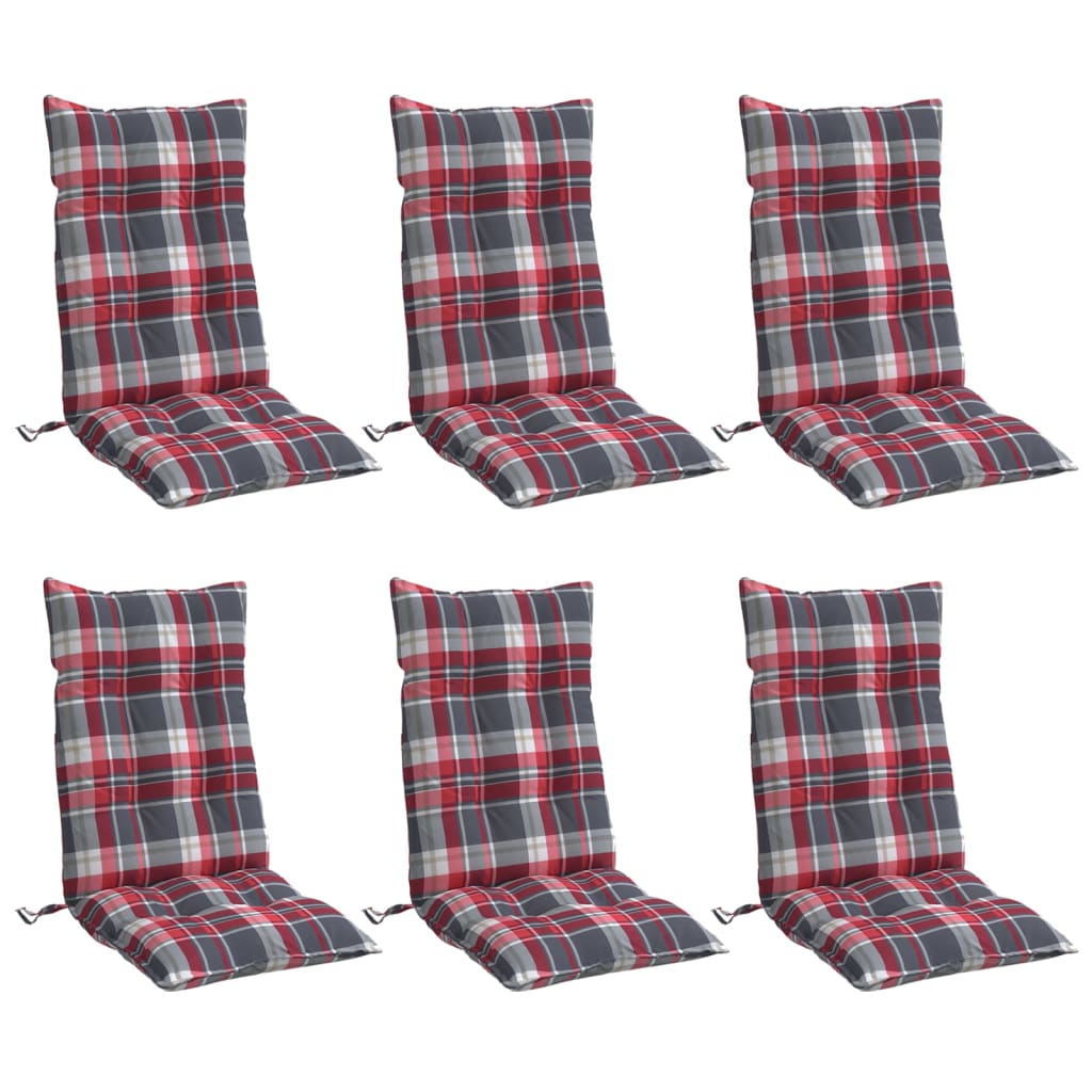 Coussins de chaise à dossier haut lot de 6 motif carreaux rouge