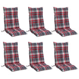 Coussins de chaise à dossier haut lot de 6 motif carreaux rouge