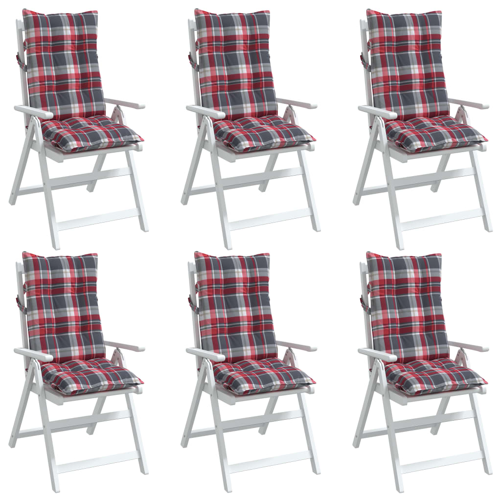 Coussins de chaise à dossier haut lot de 6 motif carreaux rouge