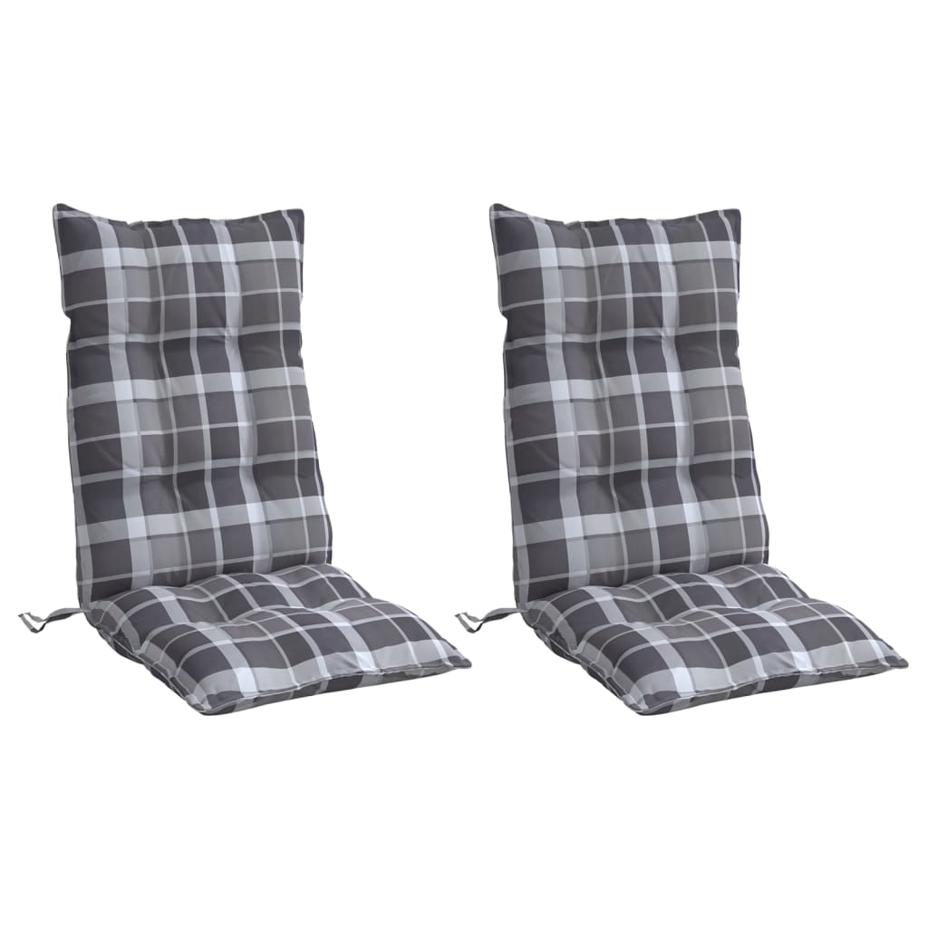 Coussins de chaise à dossier haut lot de 2 motif carreaux gris