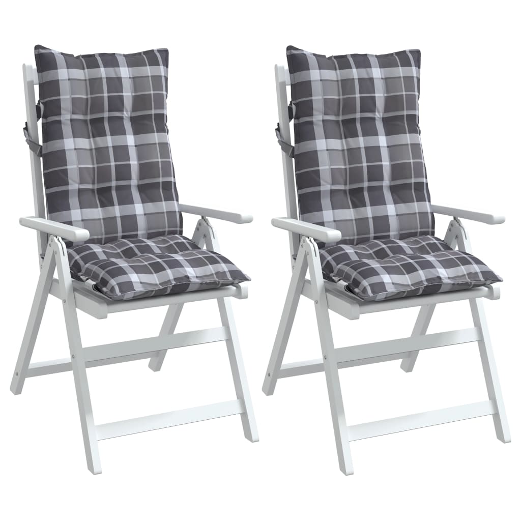 Coussins de chaise à dossier haut lot de 2 motif carreaux gris