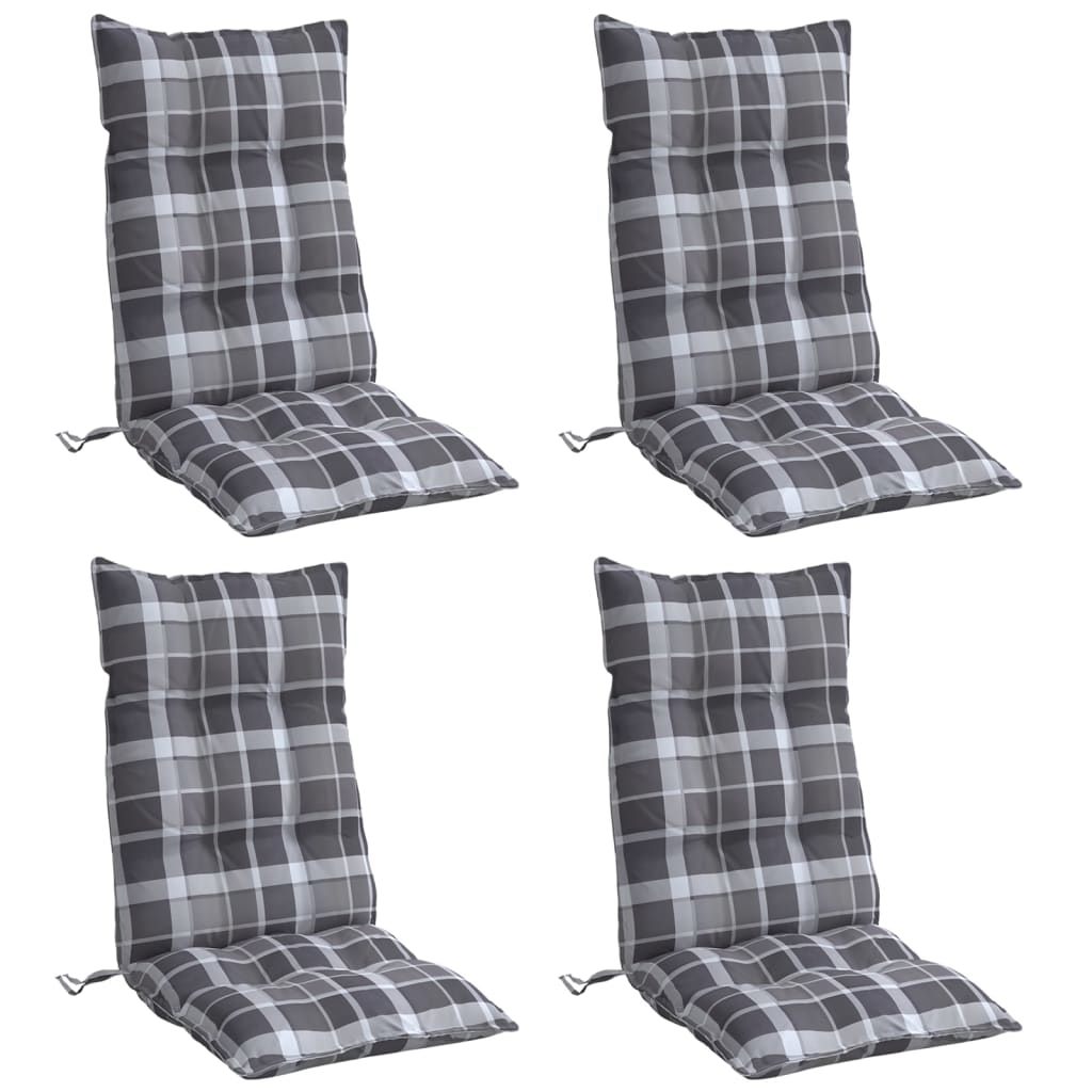 Coussins de chaise à dossier haut lot de 4 motif carreaux gris