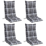 Coussins de chaise à dossier haut lot de 4 motif carreaux gris