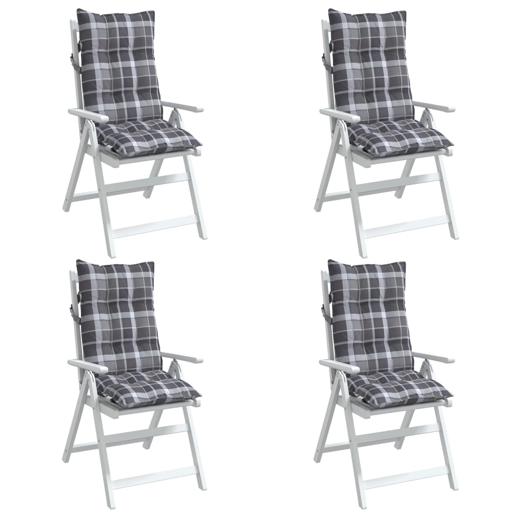 Coussins de chaise à dossier haut lot de 4 motif carreaux gris