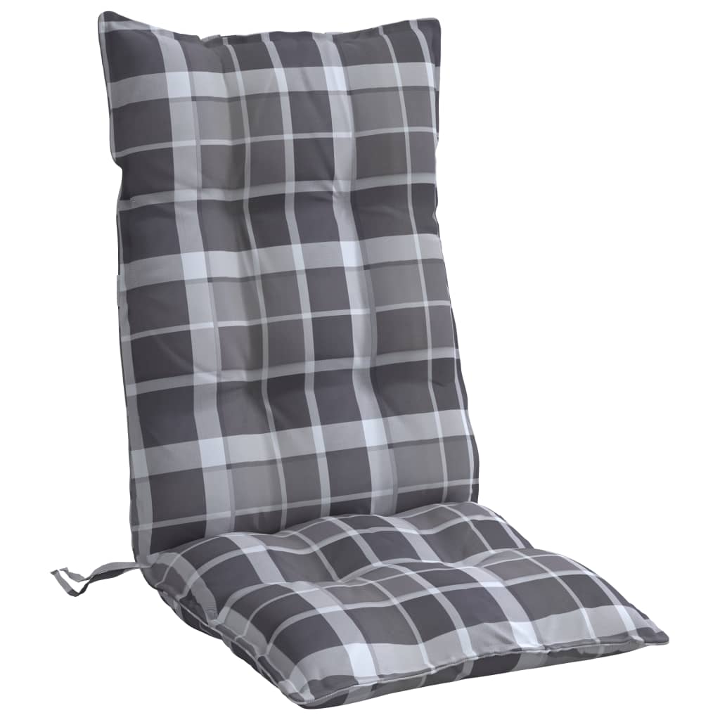 Coussins de chaise à dossier haut lot de 4 motif carreaux gris